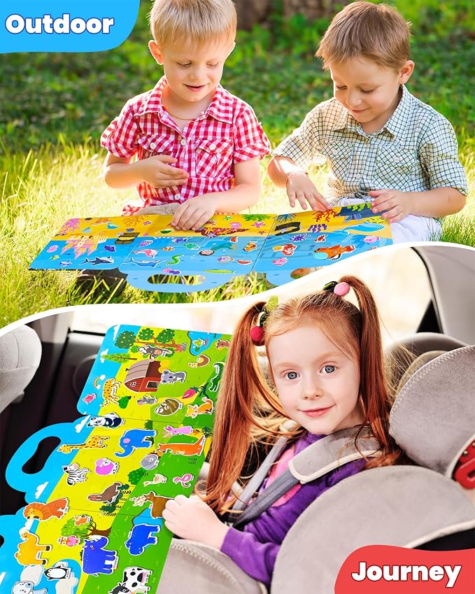 Walenced Reusable Sticker Book for Toddlers, Stickers for Kids, Toddler Toy | Toddler Craft Activities, Toddler Travel Toys, Boy Girl Birthday Gifts, Airplane Travel & Road Trip Essentials Kids