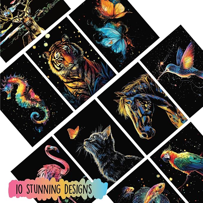 2-Pack Animals & City Scratch Art Book for Adults | Colorful Animal Series, Scratch Painting Foil Art, Scratch and Sketch, Animal & City Series