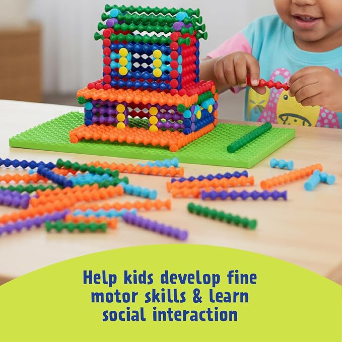 POPULAR PLAYTHINGS Playstix Play Base, Construction Toy Set | for Kids Ages 4 and Up, for STEM and Classroom Use, Green Building Base