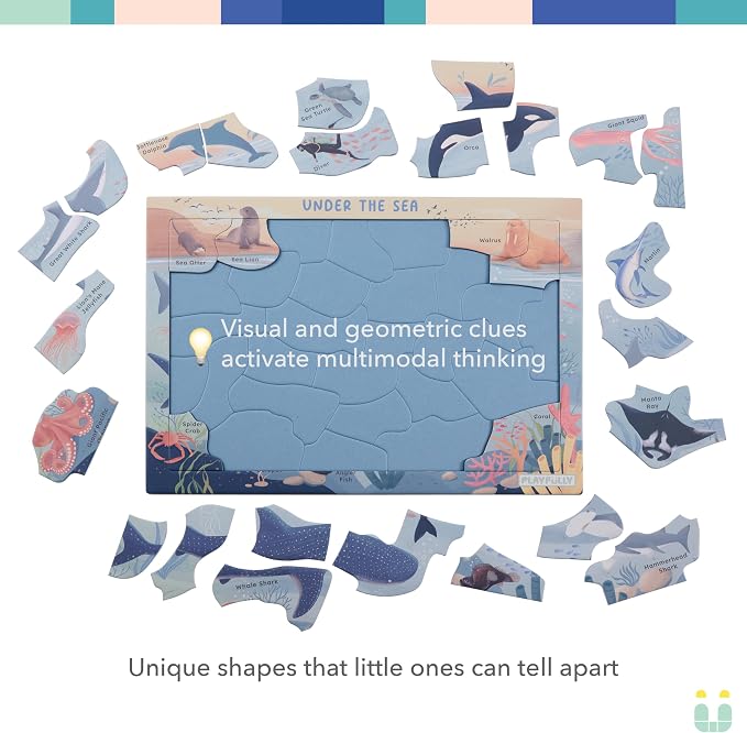 ‘Under the Sea’ 30 Piece Puzzle with Frame for Kids Ages 3-5 | Lost Piece Guarantee | Unique Shapes | Child-Centric Design | Educational Toy for Cognitive Development, STEM, Fine Motor