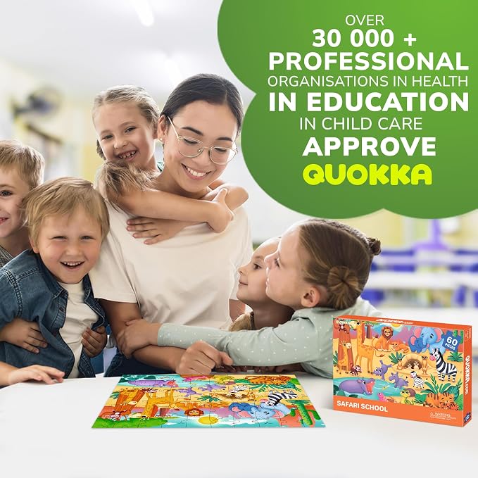 QUOKKA Puzzles for Kids Ages 4-6 – 60 Piece Jigsaw Puzzles for Toddlers Ages 3-5 with African Animals – Quiet Time Toy for Preschoolers 2-4 – FSC Certified Educational Learning Game for Boys and Girls