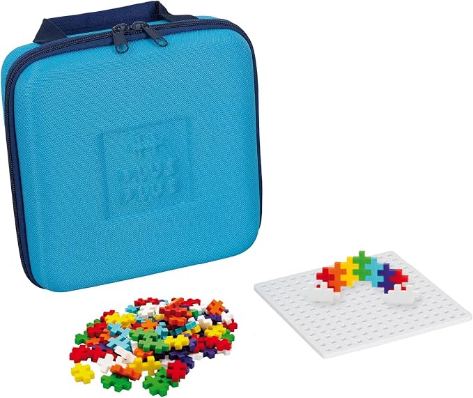 PLUS PLUS Travel Case, 100 Piece Rainbow Mix - Mini Waffle Blocks for Kids | Stem Toys, Airplane Travel Essentials for Kids, Classroom Must Haves, Gifts for Boys & Girls, Sensory Bin Filler