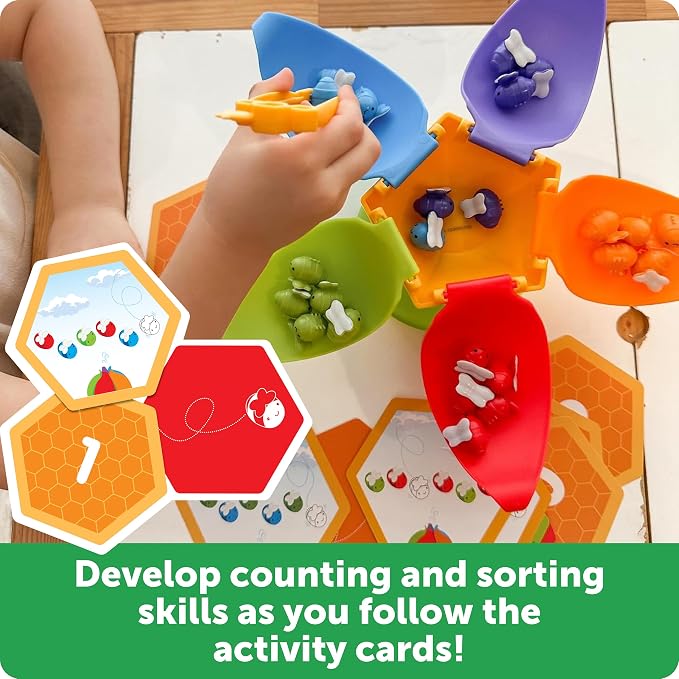 Learning Resources Blooming Balance Bees Fine Motor Sorting Set | Preschool Learning Activities, Fine Motor Games, Color Sorting Toys for Toddlers 3-5, Matching and Counting Toys for Toddlers