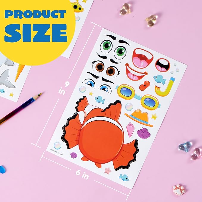 JOYIN 36 Sheets 9"x6" Make a face Stickers for Kids, Make Your Own Animal Stickers with Unicorn, Dinosaur, Sea and Safari Animals, Crafts Birthday Party Favors, Goodie Bags Classroom Activities