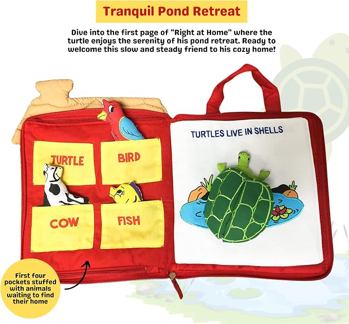 Right at Home Quiet Book, Animal Activity Busy Book for Toddlers and Children