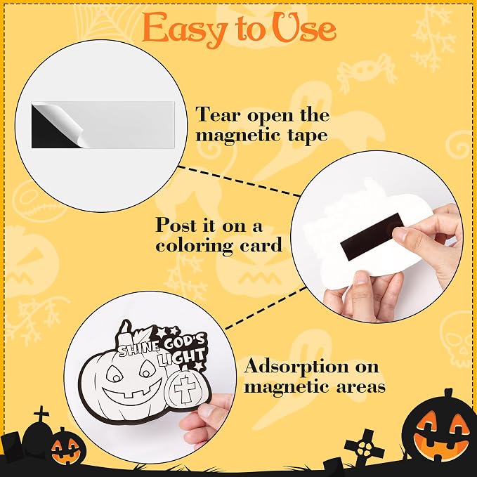 Halloween Coloring Arts Crafts Kits - 30Pcs Halloween Pumpkin Color Your Own Magnets for Kids Christian Blank DIY Coloring Magnets for Fall Party Fridge Refrigerator School Classroom Activities Decor