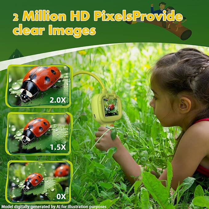Kids Borescope Camera, STEM Learning Toy for 3+ Years Old Boys Girls | Back to School & Birthday Gift for Kids, Portable Outdoor Camping Exploration Toy with 8 LED Lights & 2.4‑Inch Screen
