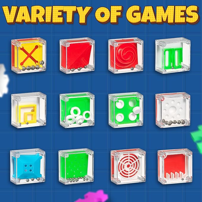Mini Cube Puzzle Games (24-Pack) 3D Brain Teaser Maze Ball Party Favors | 1.5-In IQ Balance Puzzle Boxes for Kids, Teens & Adults, Mini Games, Goodie Bags, Stocking Stuffers & Carnival Prizes