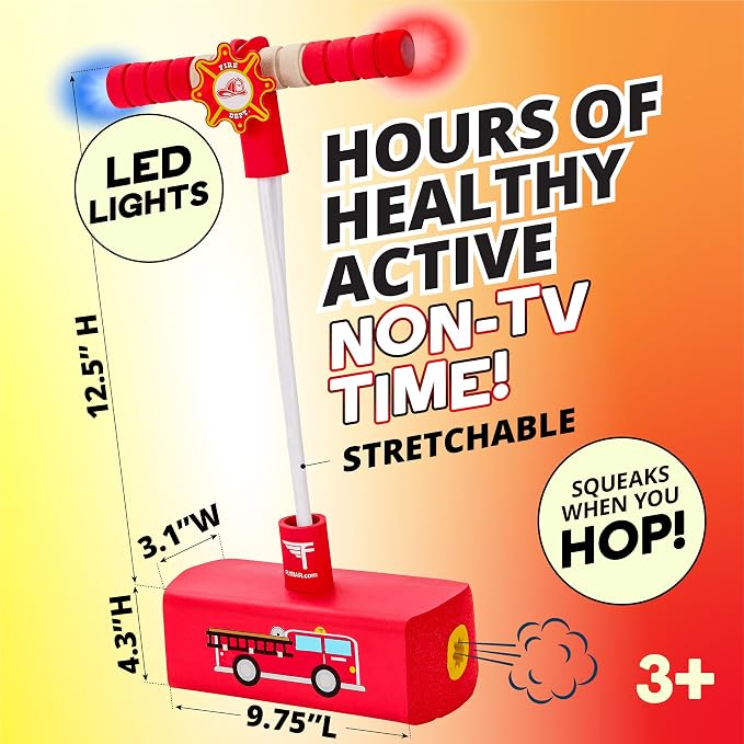 Flybar My First Foam Pogo Jumper for Kids Fun and Safe Pogo Stick for Toddlers, Durable Foam and Bungee Jumper for Ages 3 and up, Supports up to 250lbs (Red Fire)