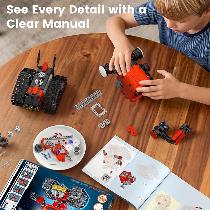 5 in 1 Robot Building Kit, STEM APP & Remote Control Robotics | Ages 8-12, Build Robot, Car & Mechanical Models, Birthday Gift for Boys Girls