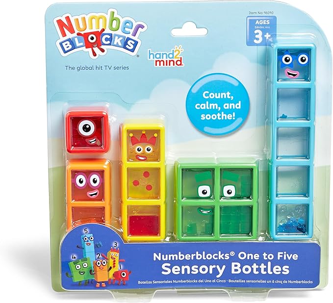 hand2mind Numberblocks One to Five Sensory Bottles, Ages 3+ | Numbers for Toddlers, Counting Toys, Calming Sensory Fidget Toys, Calm Down Corner Supplies, Social Emotional Learning