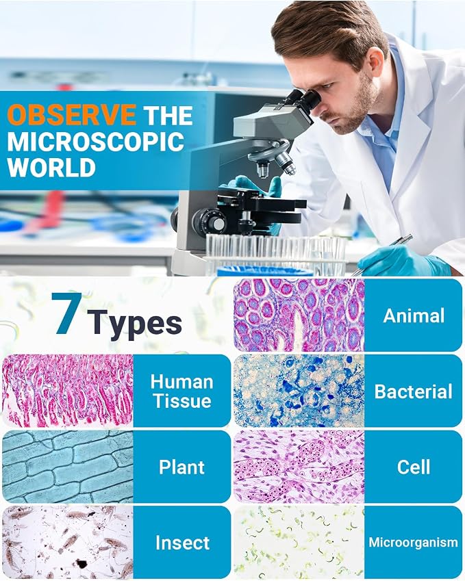 Microscope Slides and Covers Kit – 100 Blank Pre-Cleaned Glass Slides for Microscope, 200 Cover Slips, for Teachers, Students, Educators, and Science Enthusiasts