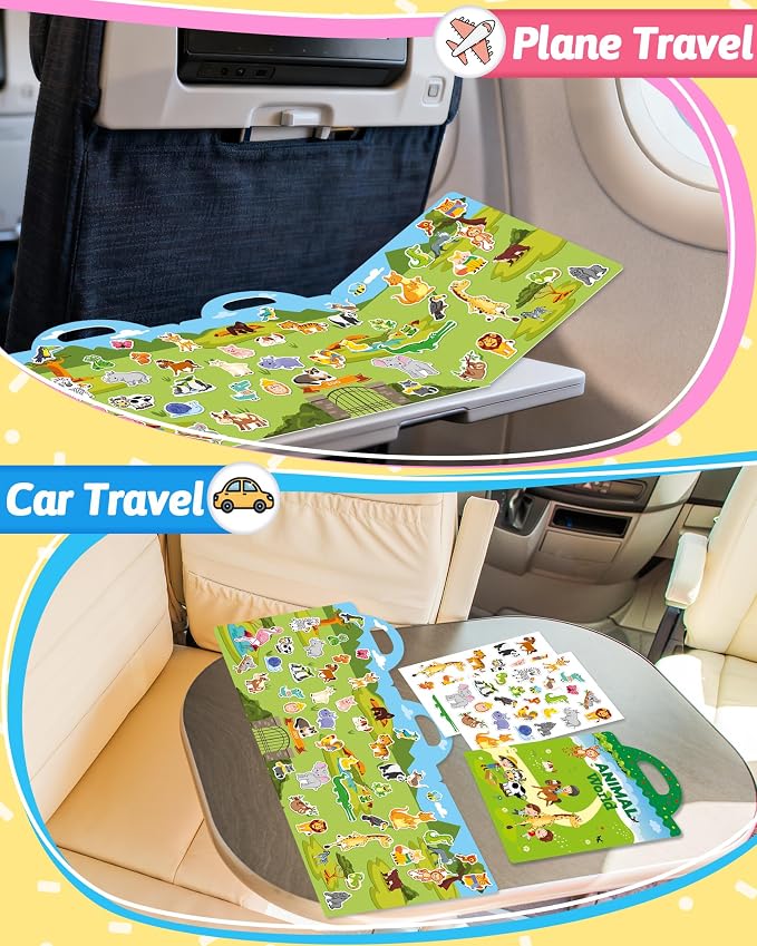Benresive Reusable Sticker Book for Toddlers, Stickers for Kids, Travel Toy | Toddler Toys, Boys Girls Birthday Gifts, Airplane & Road Trip Essentials Kids, No Mess Waterproof Toddler Crafts Activities