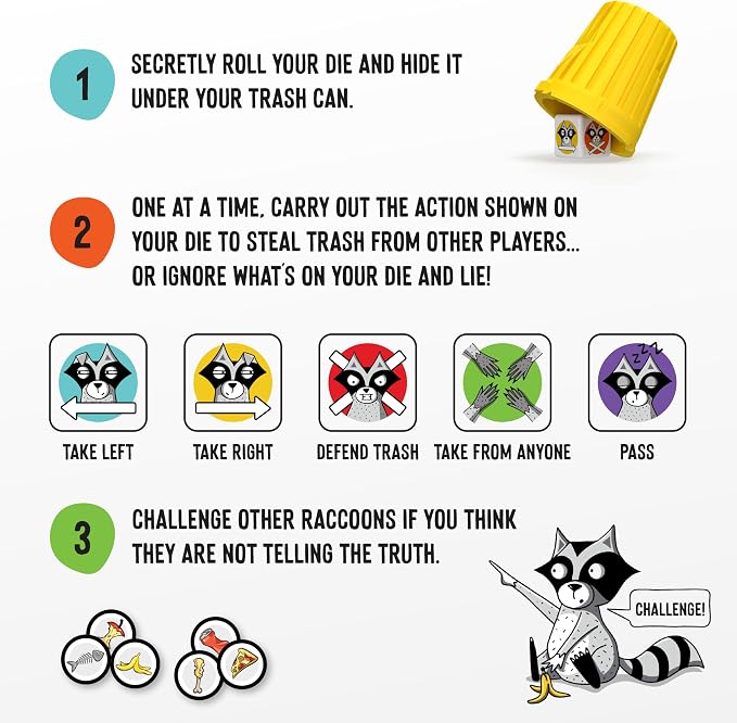 Lying, Cheating Raccoons – The Ultimate Bluffing Dice Game for 2-6 Players, Ages 8+ – Family Fun!
