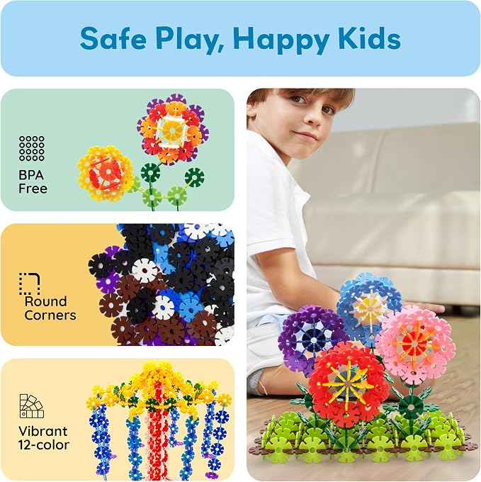 PicassoTiles Building Chips Interlocking Disc Construction Blocks in 12 Colors STEM Learning Early Education Toy Engineering Playset Child Brain Development for Toddlers Girls Boys Kids Age 3+ PTF108 | 12 vivid colors, BPA-free non-toxic material, 8 co...