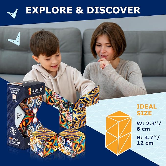 Shashibo ICOSA XL Magnetic Puzzle Toy, Stress Relief Fidget Toy | 200+ Possible Shapes, Sensory Fidget Toy For Adults & Kids, Fun Shape Shifting Puzzle Toy For All Ages