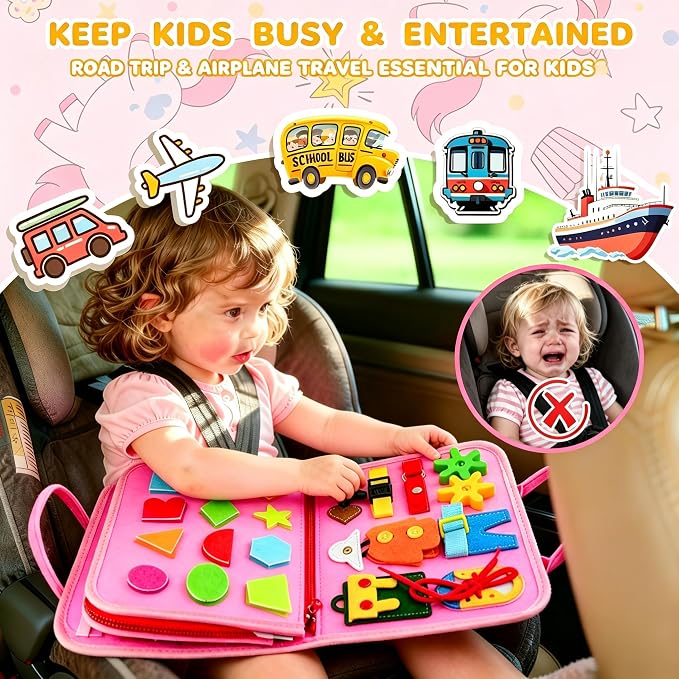 Busy Board Montessori Toys for Children,Felt Sensory Activity Board Sorting Toy for Kids