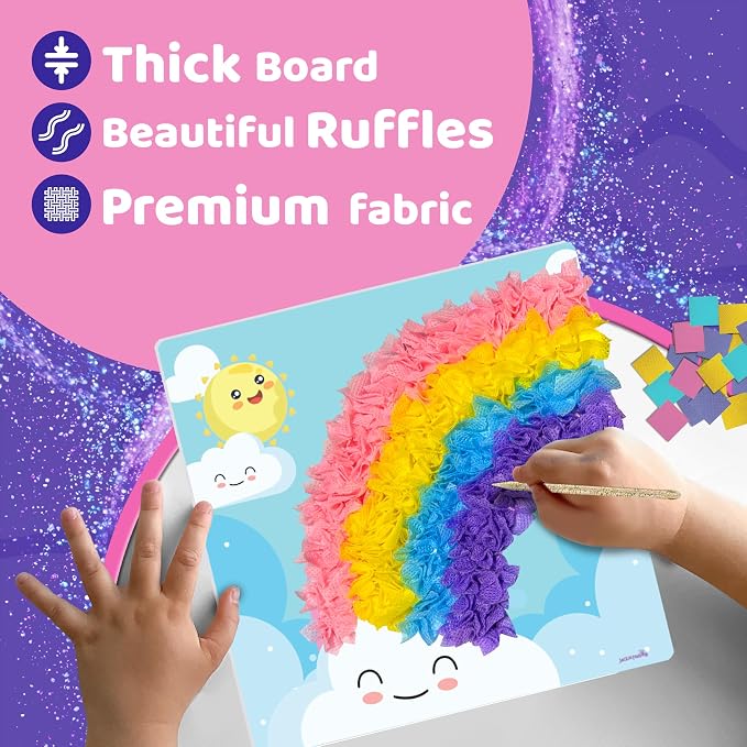 jackinthebox Poke Art Magical Flower Pressing Craft Kit for Girls, Ages 4-8 | 1500 fabric pieces, 6 thick boards, arts and crafts activities, birthday gift ideas, 4 5 6 7 8 years old kits, unicorn gifts