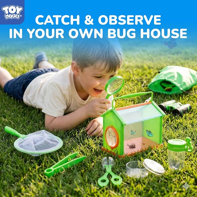 TOY Life Bug Catcher for Kids, Bug Catching Kit Kids Explorer Kit with Bug Net, Catching Tool, Tweezers, Magnifying Glass, Binoculars, Insect Catcher, Educational Outdoor Toys Kid Adventure Set