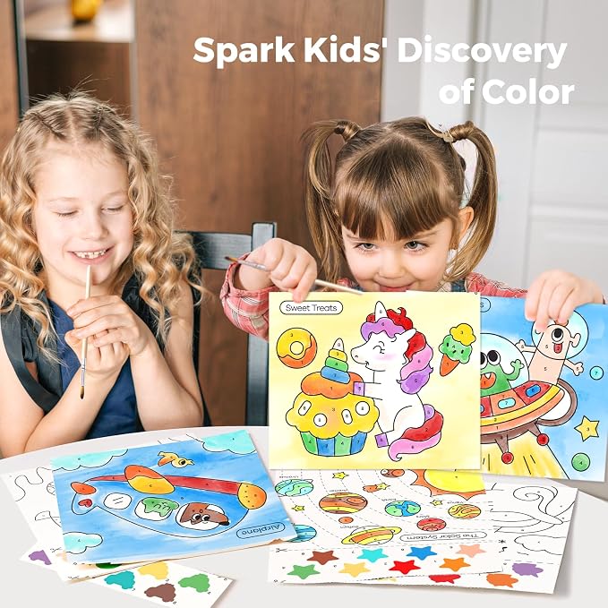 Jar Melo Paint with Water Books for Toddlers, Transportation | Mess-Free Watercolor Painting Activity for Kids Ages 3-5 4-8, Arts Crafts Coloring Travel Toy with Brush for Boys and Girls