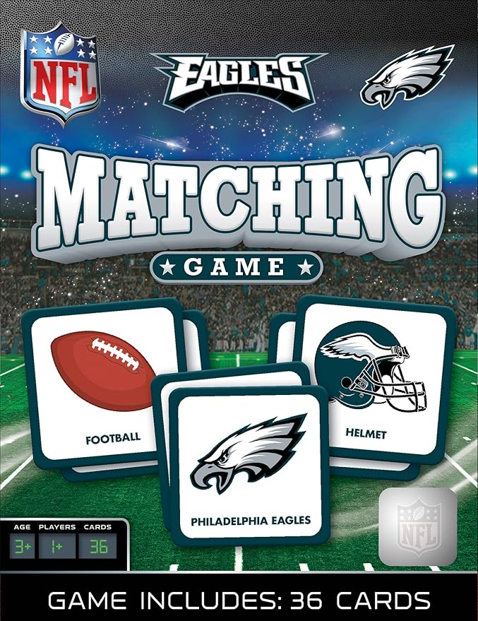 MasterPieces Sports Games - Philadelphia Eagles NFL Matching Game - Game for Kids and Family - Laugh and Learn