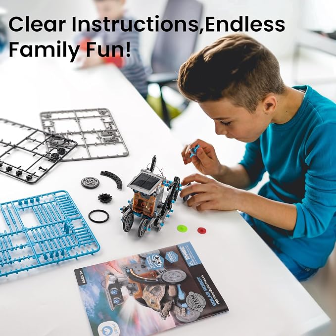 Sillbird 12-in-1 Solar Robot Building Kit STEM Gift for Boys Ages 8-13 | Powered by the Sun, Engineering Skills, DIY Educational Kit, Birthday Presents for Kids, Buildable Learning Set, 190 Pieces