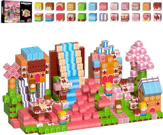 150 PCS Magnetic Building Blocks Toys,Magnet Cubes Pink Princess Set for Kids Age 3+ Girls Stacking Magnetic Titles for Kids STEM Montessori Learning Toys Birthday Gifts
