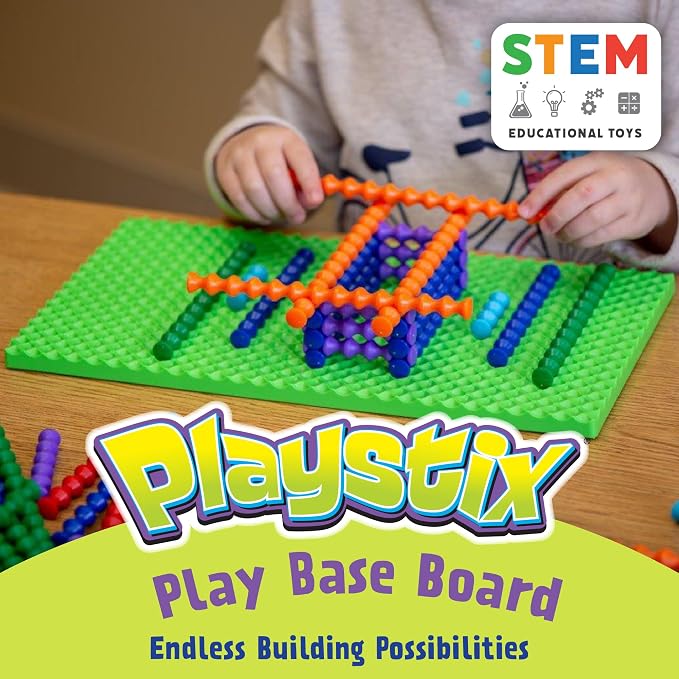 POPULAR PLAYTHINGS Playstix Play Base, Construction Toy Set | for Kids Ages 4 and Up, for STEM and Classroom Use, Green Building Base