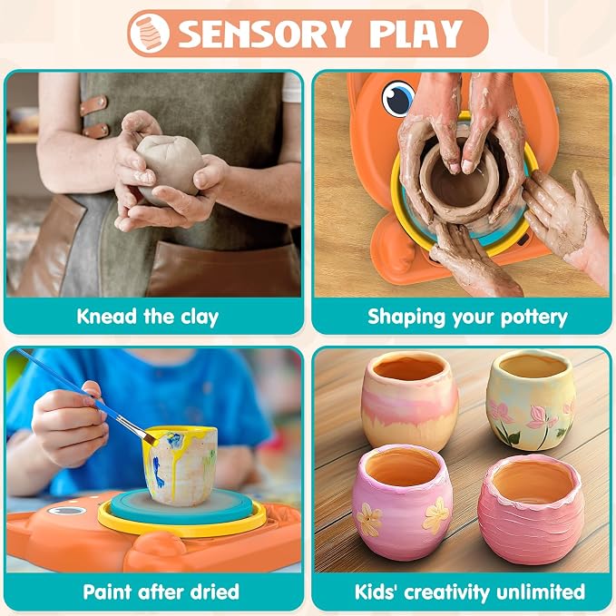 Aujazyble Pottery Wheel for Kids - Complete Pottery Painting Kit Crafts Toy | Art Supplies Arts and Crafts for Girls Boy Kids Toy, Birthday Halloween Christmas Gift for Kids Ages 6 7 8 9 10 11 12+, Dog