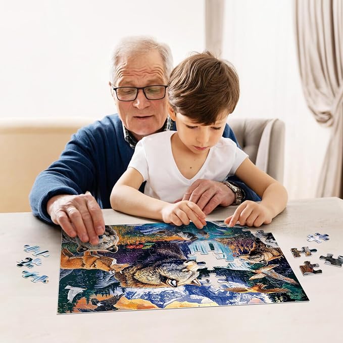 Jeacirio Kids Puzzles Ages 5-8 - Wild Animals Puzzles 100 Piece Jigsaw Puzzles for Kids Ages 4-6 Toddler Puzzle, World of Animals Collection Puzzles Gift Educational Toys for Boys and Girls 4-Pack