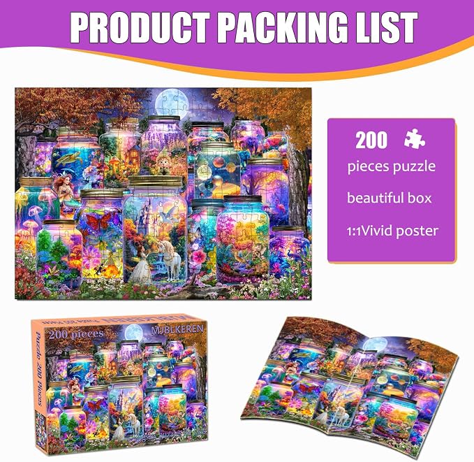 200 Pieces Jigsaw Puzzles for Kids and Adults- The Dreamlike World in a Jar | Puzzles for Kids Ages 6-8 8-10 Year Old,Learning Educational Toys for Boys and Girls Ages 10-12 Year Old,Boys Girls Gifts