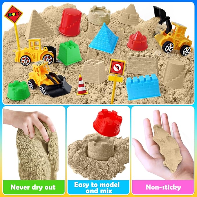 Sensory Bin Construction Kit with Sensory Sand | Play Sand, Pretend Play Beach Toy, Sandbox for Girls and Boys