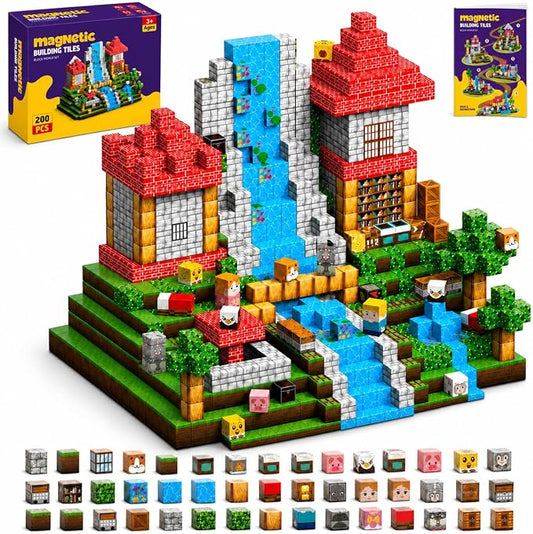 Magnetic Building Blocks 200PCS, 0.8in Stacking Cubes STEM Toy Kids Ages 3+ | Magnet Toys for Kids, Stacking Construction Magnets, School STEM Toys Birthday for Boys & Girls