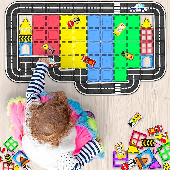 106Pcs Christmas Magnetic Tiles, Magnetic Building Blocks, Preschool Montessori Toys Gift for 3+ Year Old Boys and Girls, Sensory Toys for Kids Aged 3-5 and 4-8, Ideas for Toddler with Autism