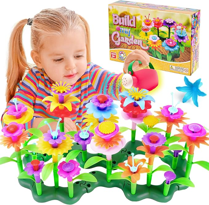 99pcs Flower Garden Building Toys Set - STEM Montessori Toys for Girls | Birthday Gift for 3 4 5 6 7 Years Old Girl, Sorting & Stacking Building Block Playset Springl, Gardening Toy for Kids