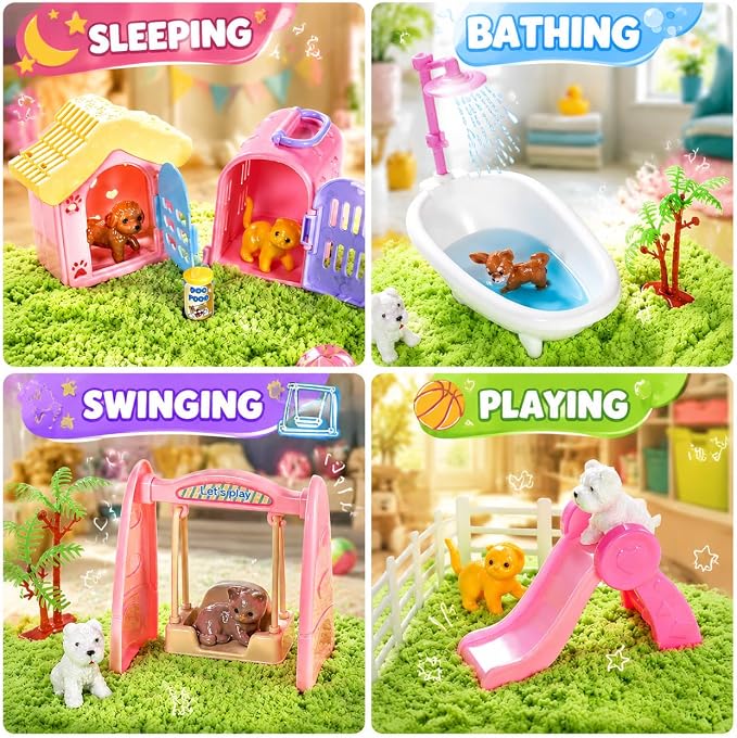 Carolart Pet Sensory Bin, Dog & Cat Sand Box Play Sand Kit, Sensory Toys | Sensory Sand Pet Care Play Set, Pretend Animal Toys, Sensory Kit Gift for Girls Boys, Interactive Sensory Play Ages 3+