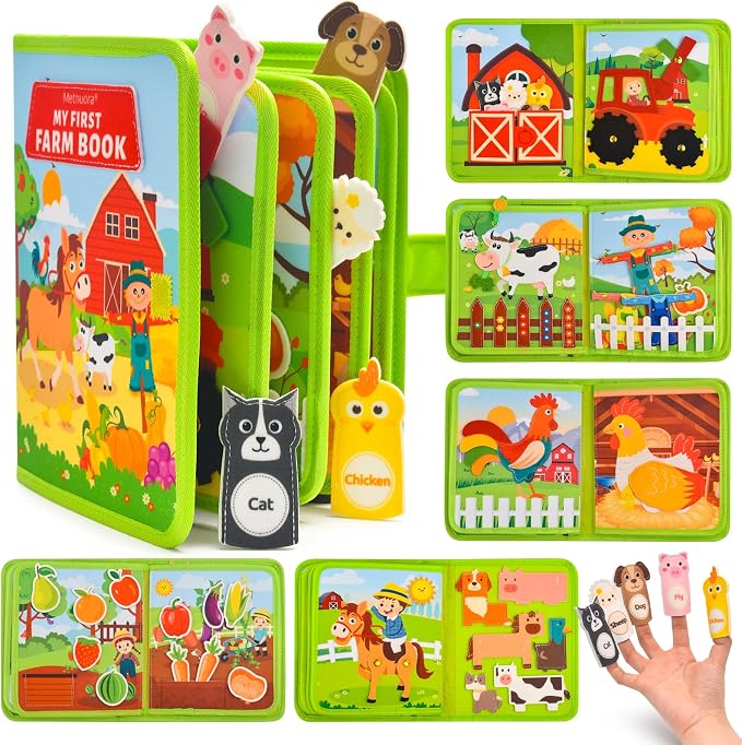 Busy Book for Toddlers, Interactive Busy Book - Educational Quiet Learning Toy for Developing Fine Motor Skills, Airplane and Car Travel Toy for Toddlers
