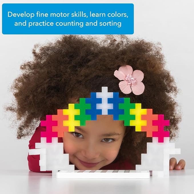 PLUS PLUS Big 100 Piece, Neon Color Mix - Large Blocks for Toddlers | Quiet Stem Toys for Toddlers, Prek Classroom Essentials, Waffle Blocks Jumbo, Stem Bins for Classroom, Sensory Bins