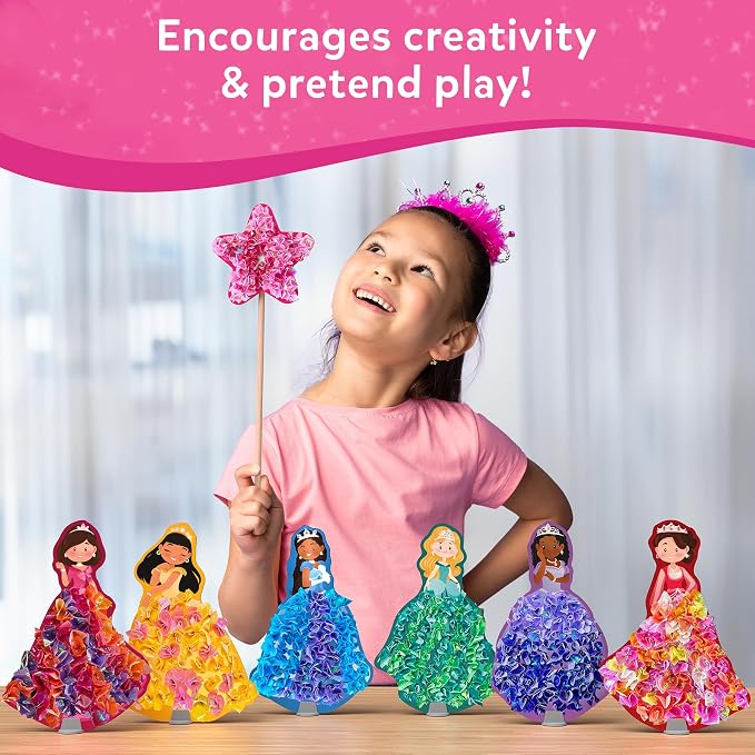 Skillmatics Poke-in Art – Magical Princesses, Wood Craft Kit, Gift for Kids | DIY Mess-Free Fun, Fine Motor Skills, Screen-Free, Pretend Play, Travel Activity, Girls & Boys Ages 4, 5, 6, 7, 8, 9