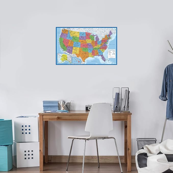 3 Pack - World & USA Map Poster Set + Periodic Table of the Elements Chart for Kids (LAMINATED, 18" x 29")