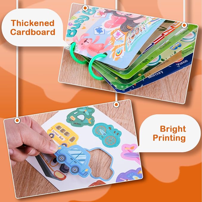 NAHSHON 12 Themes Small Montessori Busy Book Learning Toys for Kids 3-5 | Preschool Learning Activities Educational Sorting Toys for Kids 3 Year Old, Autism Sensory Fine Motor Matching Games