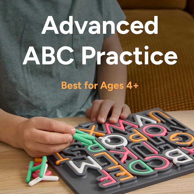 Pushpeel Advanced ABC Tracing Puzzle Board (Best for Ages 4+) – Silicone Learning Toy for Pre-Writing & Fine Motor Skills – Quiet Sensory Travel Activity Toy for Kids – Uppercase Alphabet, Granite