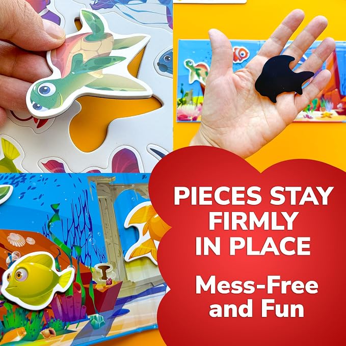 Travel Magnetic Puzzles for Toddlers 1-3 - 20+Pcs Toddler Puzzles Ages 2-4 | Sea Magnet Puzzles with Extra-Long Play Book - Strong Magnets for Car Activities - Travel Toys for Kids Ages 3-5