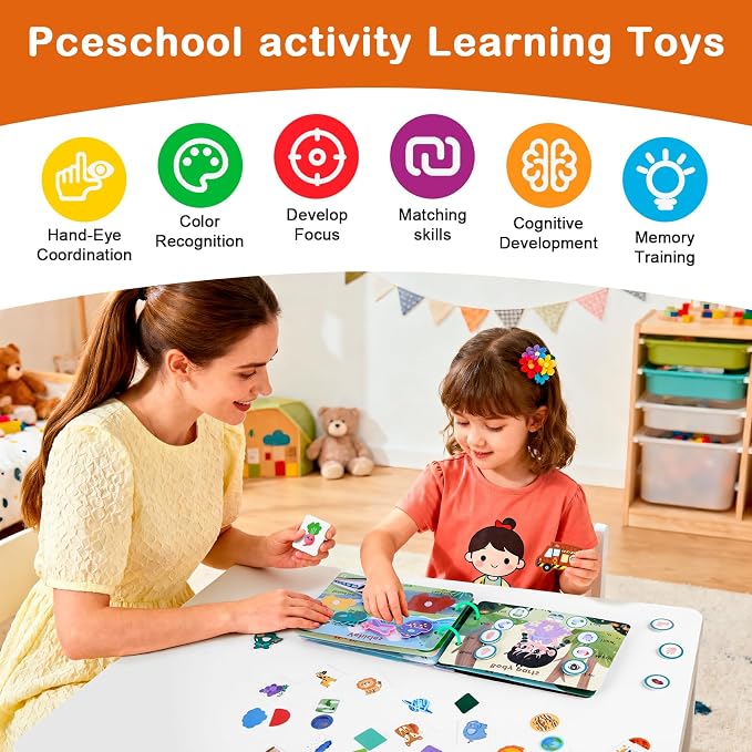 NAHSHON 12 Themes Small Montessori Busy Book Learning Toys for Kids 3-5 | Preschool Learning Activities Educational Sorting Toys for Kids 3 Year Old, Autism Sensory Fine Motor Matching Games