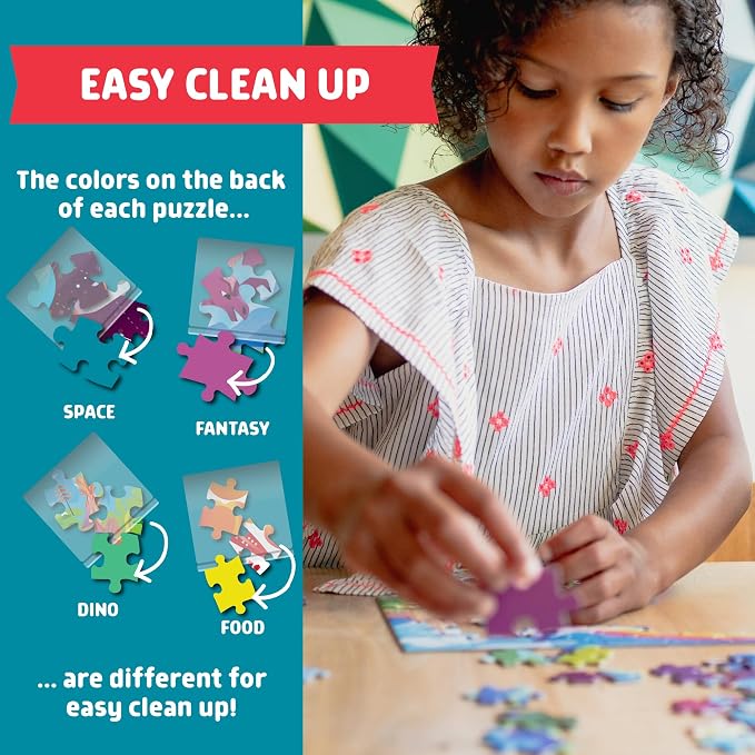 Chuckle & Roar - 4 Pack 100, 100, 150, 200 Piece Puzzles for Kids 6+ | Multipack, Grow with You Play, Large Pieces, Develop Fine Motor Skills, Giftable
