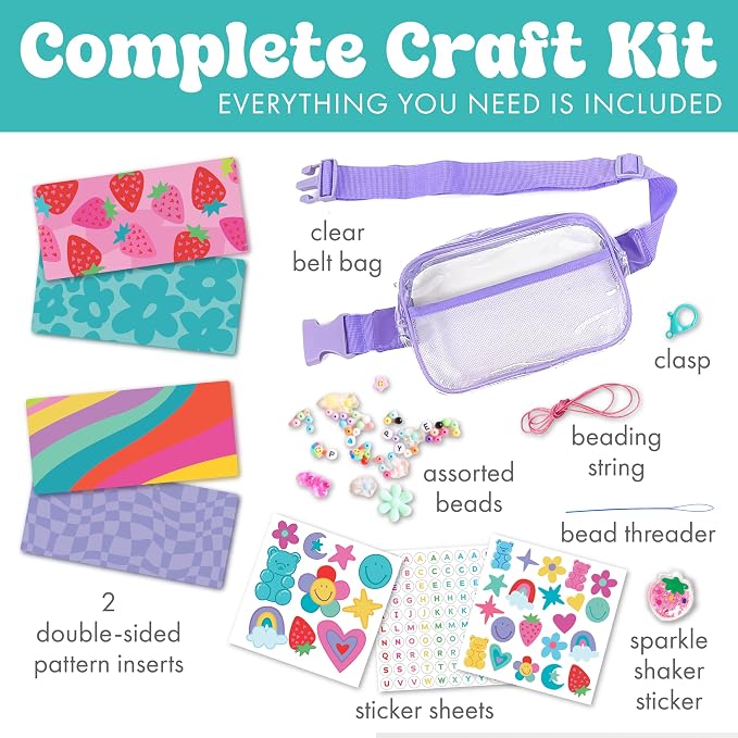 Creativity for Kids Chic Boutique Belt Bag: DIY Girls Art & Craft Kit, Girls Toys Age 6-8+, Crafts and Cute Stuff for Girls, Birthday Gifts for Girls
