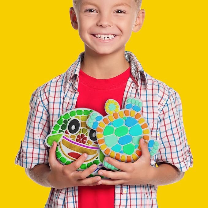 Stepping Stones Painting Kit for Kids - 5 Paint Your Own Garden Stones | 5 Stepping Stones with Paints and Brushes, Crafts for Kids Ages 6-8 - Birthday Gifts for Girls & Boys Ages 6 7 8 9 10 Years