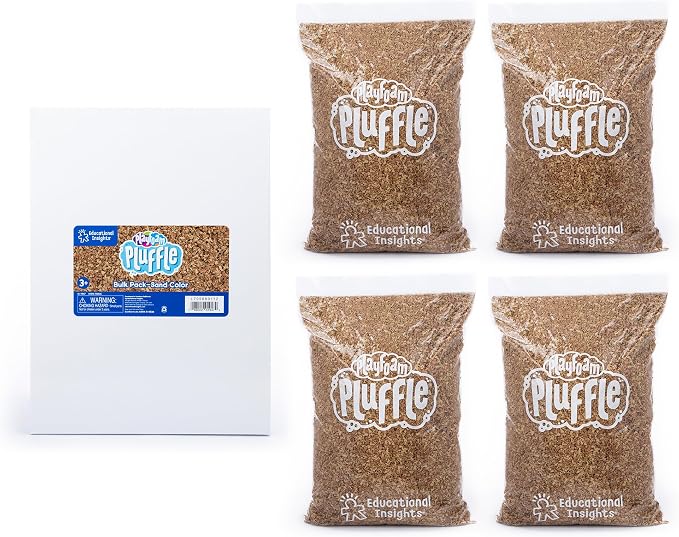 Educational Insights Pluffle Sand Bulk Pack - Preschool Sensory Bin Filler, Tactile Sensory Toys for Toddlers 3-4, Mess Free Slime Alternative, Satisfying Foam Sand Bin Filler