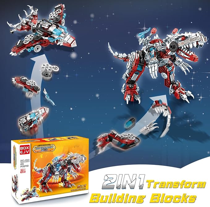 BDXEJV STEM 2 in 1 Dinosaurs Building Kits 422PCS, Compatible with Normal Dinosaurs Bricks, Toys for Kids Age 6-10 Year Old, Educational Building Sets Best Gifts for Boy 6-10