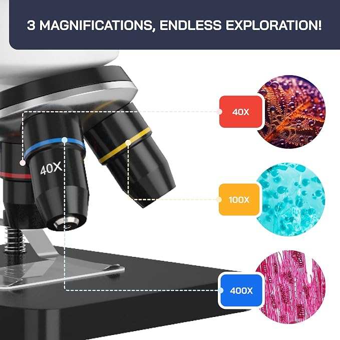 Omano Juniorscope Microscope for Kids – Microscope Kit for Kids 8+ for Science Microscope Experiments – Kids Microscope Kit that Encourage STEM Exploration – Beginner Microscope for Kids 8+